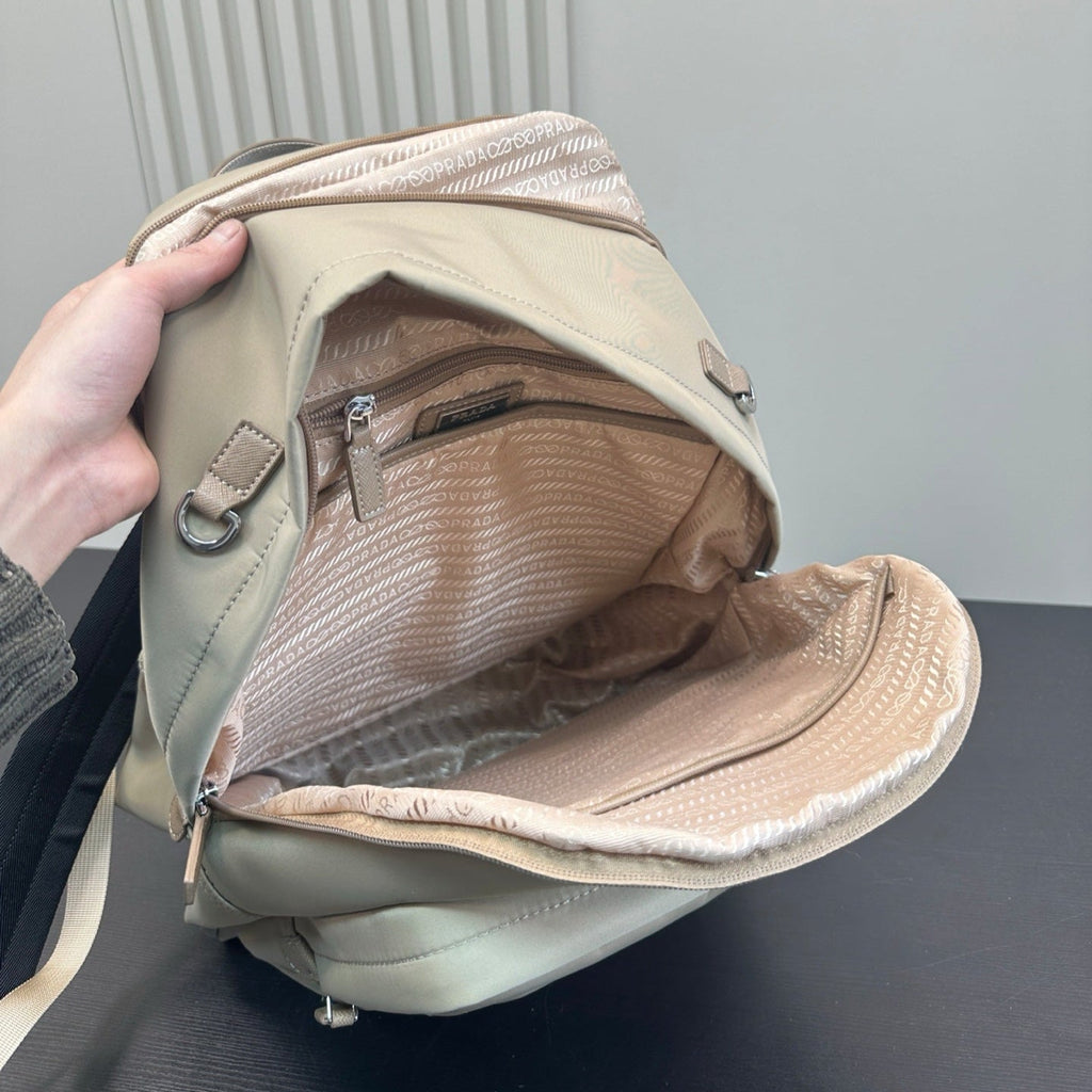 FRONT ZIP POCKET BACKPACK 40 IN BEIGE RE-NYLON